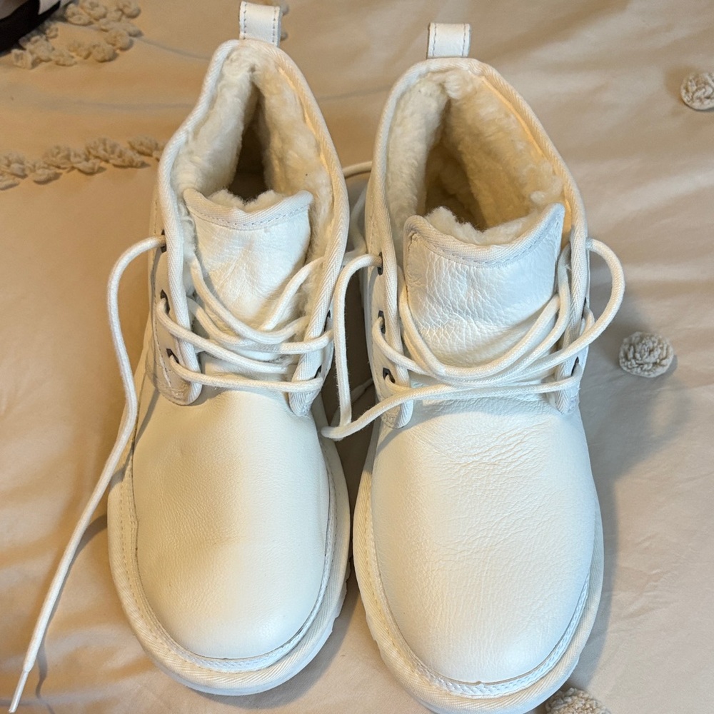 UGG White Ankle Boots with Fur Lining